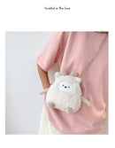 Cotton Solid Color Zipper CHAINS Crossbody Bags 2025 Winter New Cartoon Cute Bags Children's Cute Design Women's Handbags