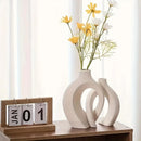 Hollow Nordic Modern  Vase Set of 2 for Modern Home Decor,Plastic imitation ceramic Hollow Flower Vases for Living Room