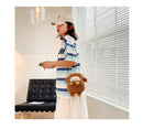 Cotton Solid Color Zipper CHAINS Crossbody Bags 2025 Winter New Cartoon Cute Bags Children's Cute Design Women's Handbags
