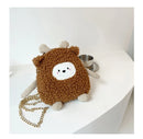 Cotton Solid Color Zipper CHAINS Crossbody Bags 2025 Winter New Cartoon Cute Bags Children's Cute Design Women's Handbags