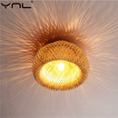 Bamboo Ceiling Lamp Rattan Wicker Ceiling Light Hand Woven For Home Kitchen Restaurant Living Room Decora Chinese Style Wood Art