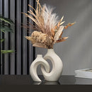 Hollow Nordic Modern  Vase Set of 2 for Modern Home Decor,Plastic imitation ceramic Hollow Flower Vases for Living Room